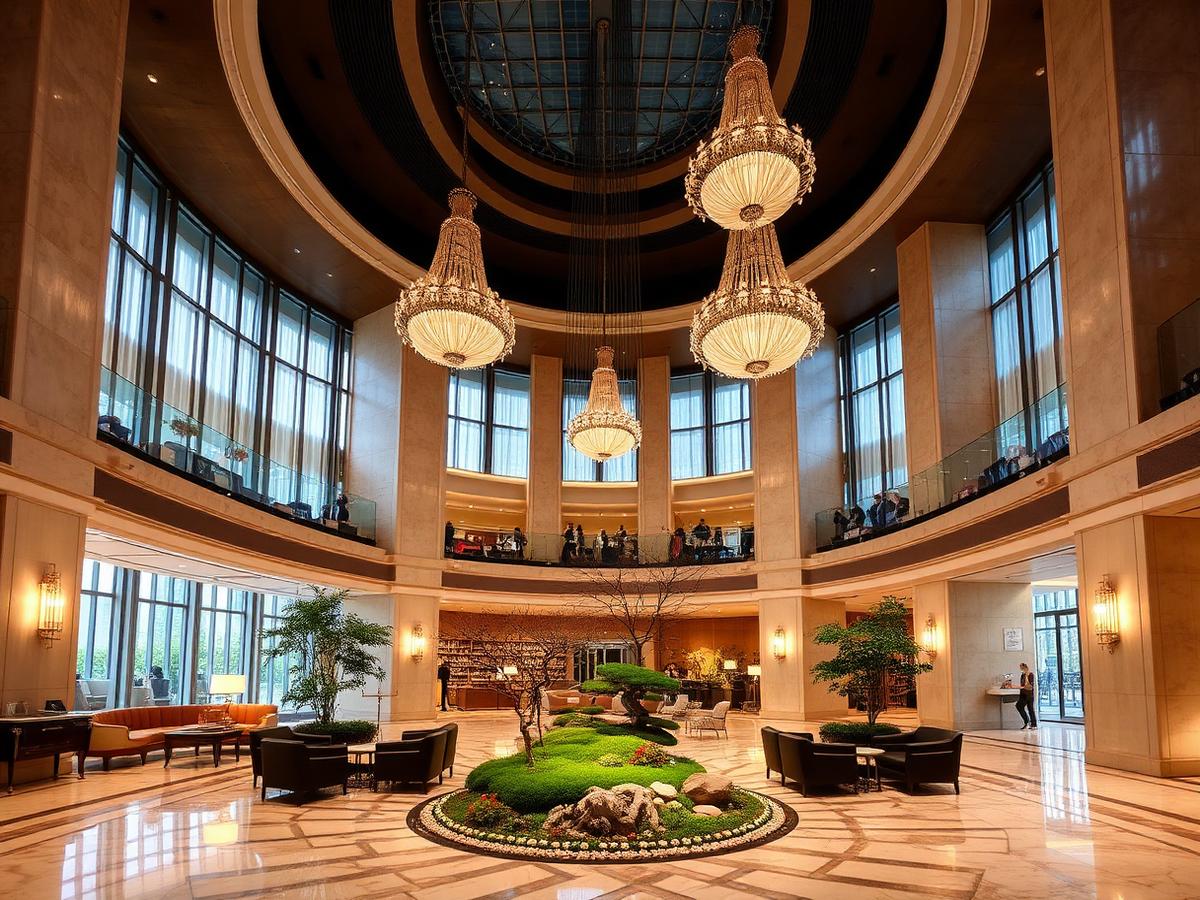 The soaring lobby atrium at the Hyatt Regency Tokyo